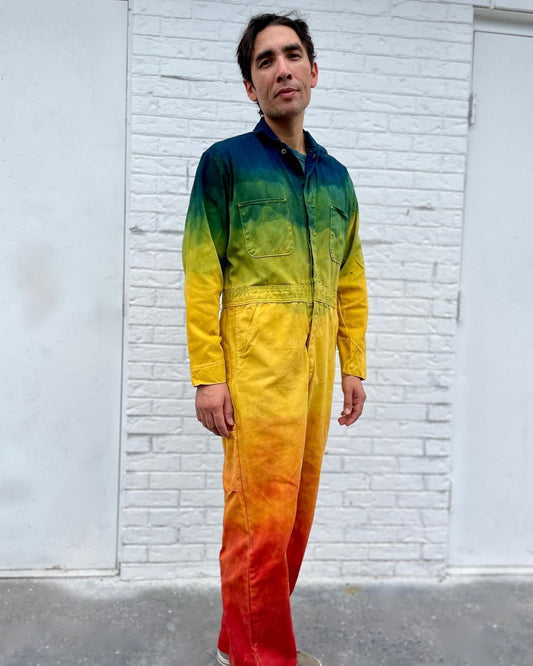 Naturally Dyed Rainbow Coveralls- Ships 11/3