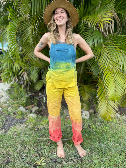 Naturally Dyed Rainbow Overalls- Ships 11/3
