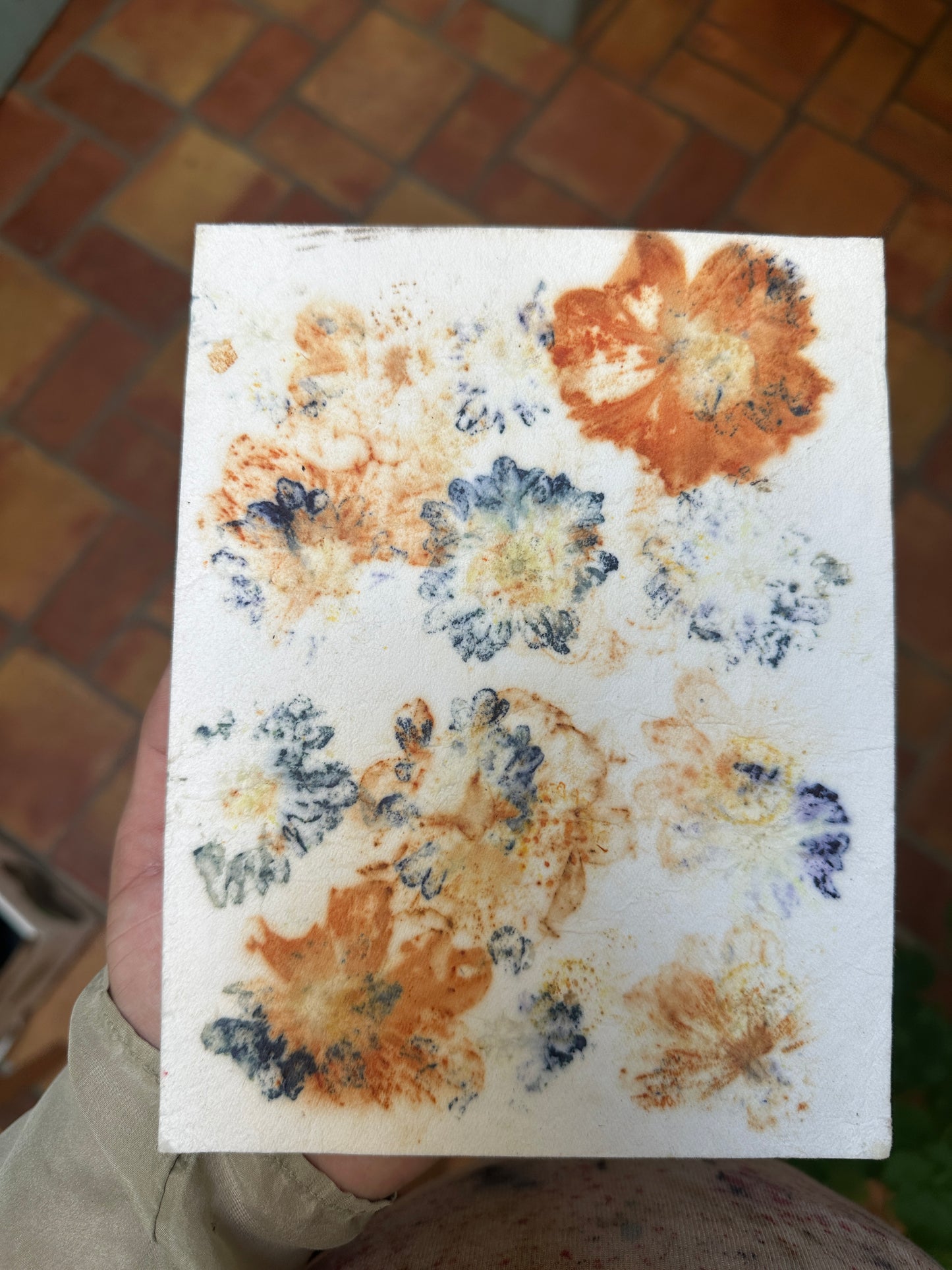 Pressed Flowers + Mordanted Bandana