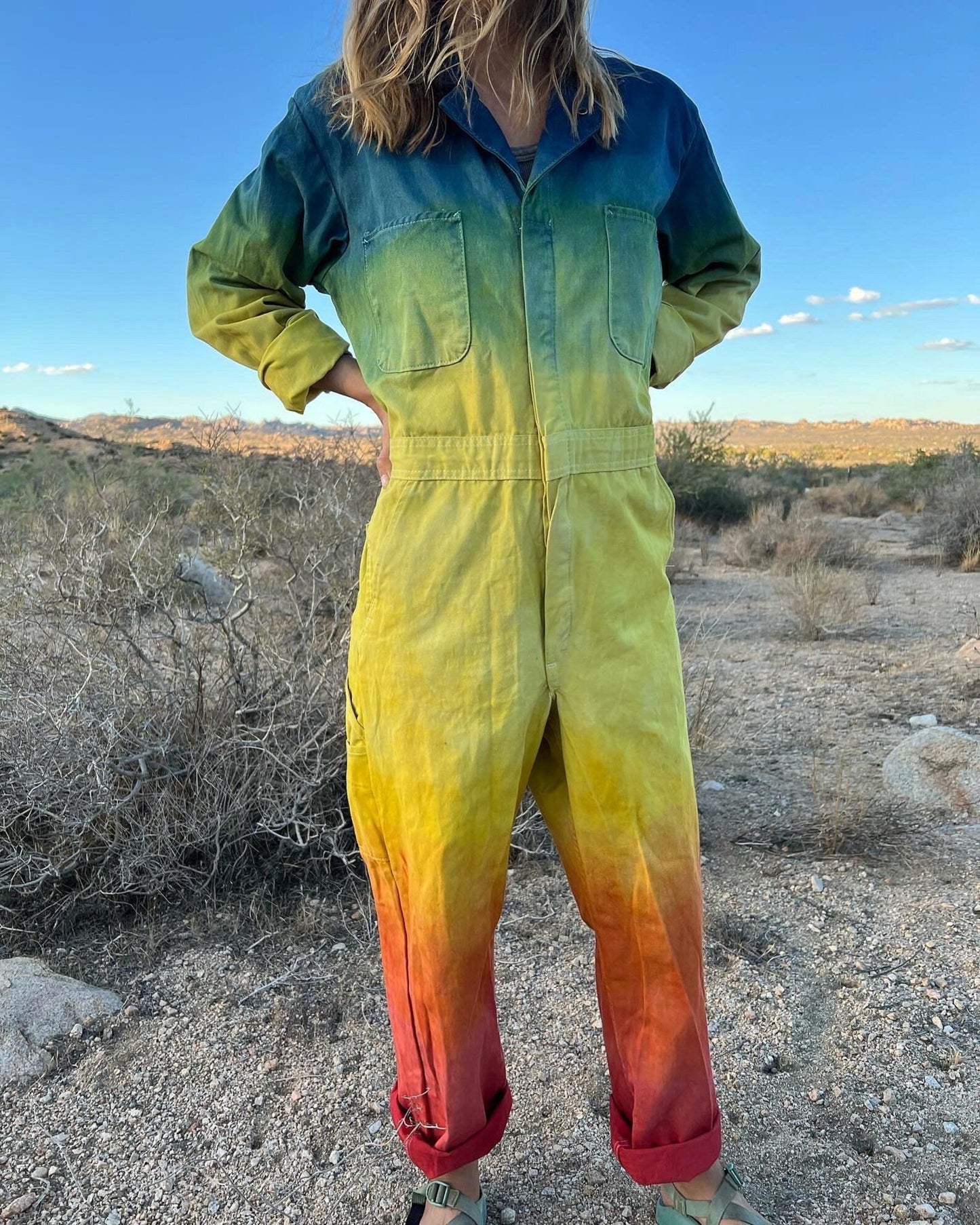 Naturally Dyed Rainbow Coveralls