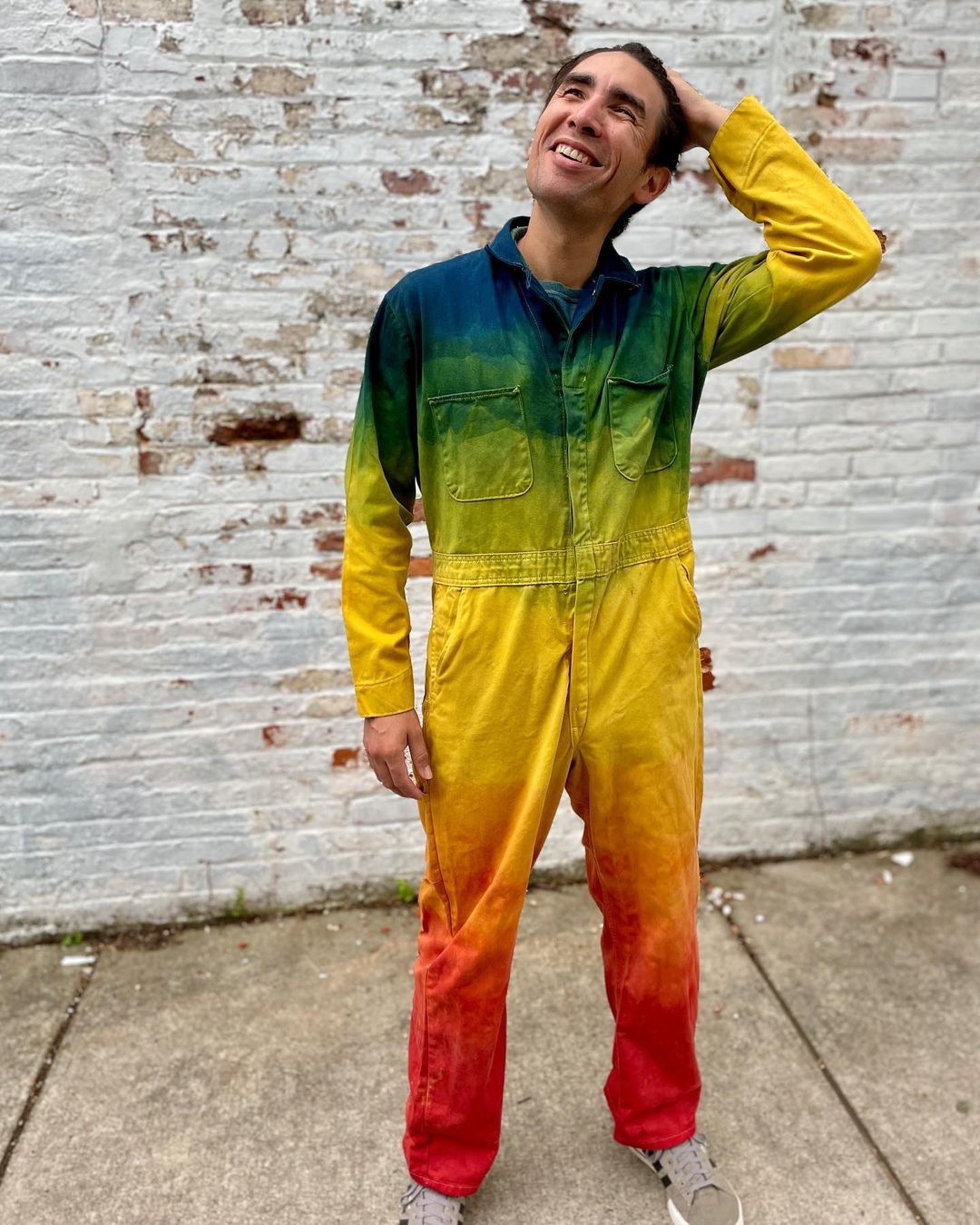 Rainbow tie 2024 dye overalls